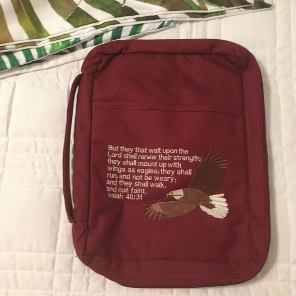 Other - SOLD SOLD Zippered Canvas Bible Cover With Scripture Isaiah 40:31 Large